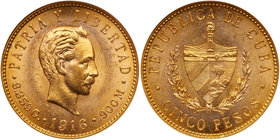 Cuba. 5 Pesos, 1916. ANACS MS62