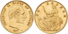 Denmark. 20 Kroner, 1873-HC CS. EF