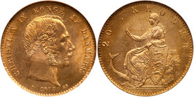 Denmark. 20 Kroner, 1877- HC CS. NGC MS65