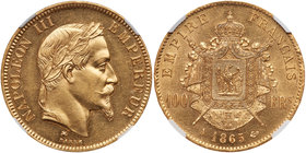 France. 100 Francs, 1865-A (Paris). NGC MS62