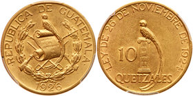 Guatemala. 10 Quatzals, 1926. PCGS AU58