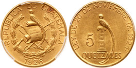 Guatemala. 5 Quetzals, 1926. PCGS UNC
