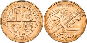 Iceland. 10000 Kronur, 1974. PCGS MS68