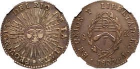 Argentina. 8 Reales, 1837-RA P. NGC EF45