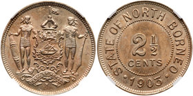 British North Borneo. 2 ½ Cents, 1903-H. NGC MS64