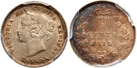Canada. 5 Cents, 1875-H. PCGS AU55