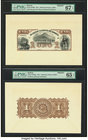 Bolivia Banco Nacional de Bolivia 1 Boliviano 1873 Pick S184fp; s184bp Front And Back Proofs PMG Superb Gem Unc 67 EPQ; Gem Uncirculated 65 EPQ. 

HID...