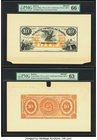 Bolivia Banco Nacional de Bolivia 10 Bolivianos 187x (ca. 1874) Pick S193fp; S193bp Front And Back Proofs PMG Gem Uncirculated 66 EPQ; Choice uncircul...