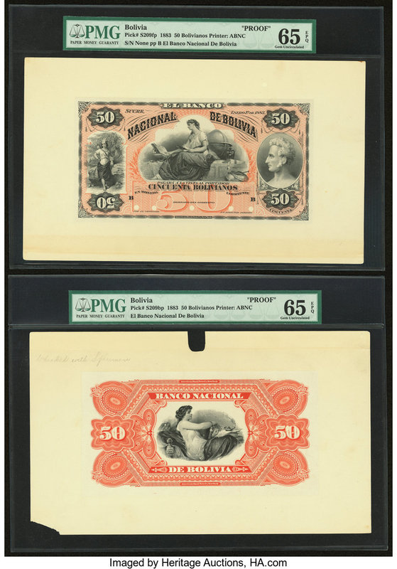 Bolivia Banco Nacional de Bolivia 50 Bolivianos 1883 Pick S209fp; S209bp Front A...