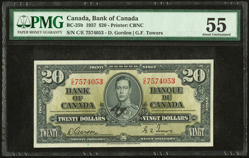 Canada Bank of Canada $20 2.1.1937 BC-25b PMG About Uncirculated 55. 

HID098012...