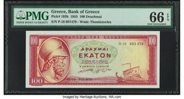 Greece Bank of Greece 100 Drachmai 1955 Pick 192b PMG Gem Uncirculated 66 EPQ. 

HID09801242017