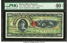 Mexico Banco Nacional de Mexico 20 Pesos 15.9.1913 Pick S259d M300d PMG Extremely Fine 40 EPQ. 

HID09801242017