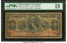 Mexico Banco de Tamaulipas 500 Pesos 13.3.1914 Pick S434r M525r Remainder PMG Choice Fine 15. 

HID09801242017