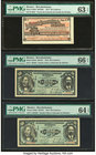 Mexico Revolutionary Lot Of Five PMG Graded Examples. 50 Centavos 1914 Pick S1025 M3756c PMG Choice Uncirculated 63 EPQ; 50 Centavos 22.2.1915 Pick S1...