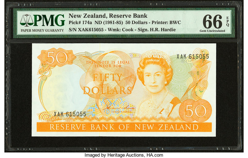 New Zealand Reserve Bank of New Zealand 50 Dollars ND (1981-85) Pick 174a PMG Ge...