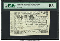 Paraguay Republica del Paraguay 1 Real ND (1865) Pick 18 PMG About Uncirculated 55. 

HID09801242017