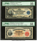 Philippines Philippine National Bank; Treasury Certificate 5; 1 Pesos 1921; 1936 Pick 53; 81 Two Examples PMG About Uncirculated 55. 

HID09801242017