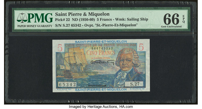 Saint Pierre and Miquelon Caisse Centrale de la France d'Outre Mer 5 Francs ND (...