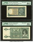 Slovakia Slovak National Bank 100; 500 Korun 1940; 1941 Pick 11s; 12s Two Specimens PMG Choice Uncirculated 64 EPQ; About Uncirculated 55. Pick 12s; m...