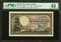 South Africa South African Reserve Bank 1 Pound 18.9.1945 Pick 84f PMG Choice Extremely Fine 45. 

HID09801242017