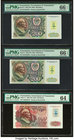 Transnistria Government 200 Rublei 1992 (ND 1994) Pick 9 Two Consecutive Examples PMG Gem Uncirculated 66 EPQ; 500 Rublei 1992 (ND 1994) Pick 11 PMG C...