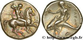 CALABRIA - TARAS
Type : Nomos, statère ou didrachme 
Date : c. 315-302 AC. 
Mint name / Town : Tarente, Calabre 
Metal : silver 
Diameter : 21 mm...