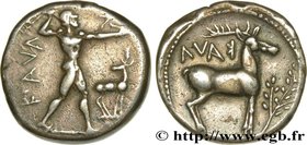 BRUTTIUM - KAULONIA
Type : Statère, nomos ou didrachme 
Date : c. 475-425 AC. 
Mint name / Town : Caulonia 
Metal : silver 
Diameter : 19 mm
Ori...