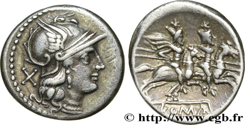 ROMAN REPUBLIC - ANONYMOUS
Type : Denier 
Date : c. 189-180 AC. 
Mint name / ...