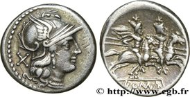 ROMAN REPUBLIC - ANONYMOUS
Type : Denier 
Date : c. 189-180 AC. 
Mint name / Town : Rome 
Metal : silver 
Millesimal fineness : 950 ‰
Diameter :...