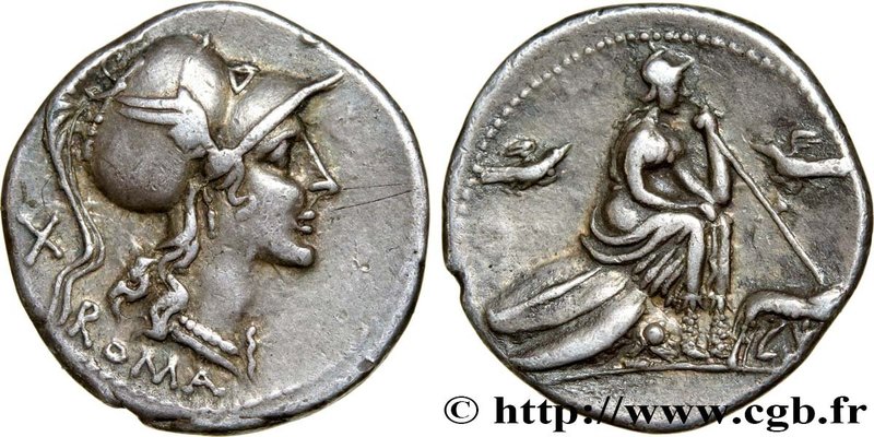 ROMAN REPUBLIC - ANONYMOUS
Type : Denier 
Date : 115-114 AC. 
Mint name / Tow...