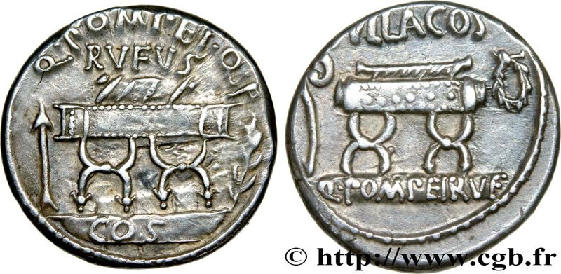 POMPEIA
Type : Denier 
Date : 54 AC. 
Mint name / Town : Rome 
Metal : silve...
