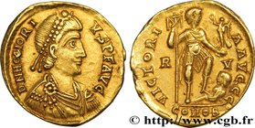 HONORIUS
Type : Solidus 
Date : 408-423 
Mint name / Town : Flaminie, Ravenne 
Metal : gold 
Millesimal fineness : 1000 ‰
Diameter : 20,5 mm
Or...