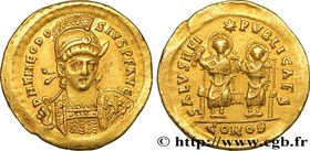 THEODOSIUS II
Type : Solidus 
Date : c. 425-429 
Mint name / Town : Constantinople 
Metal : gold 
Millesimal fineness : 1000 ‰
Diameter : 21 mm...
