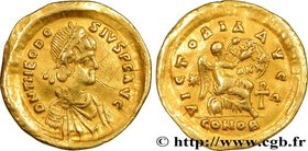 THEODOSIUS II
Type : Semissis 
Date : c. 430-440 
Mint name / Town : Constantinople 
Metal : gold 
Millesimal fineness : 1000 ‰
Diameter : 18 mm...