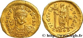 LEO I
Type : Solidus 
Date : c. 462-466 
Mint name / Town : Constantinople 
Metal : gold 
Millesimal fineness : 1000 ‰
Diameter : 19 mm
Orienta...