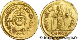 MAURICE TIBERIUS
Type : Solidus 
Date : indiction 8 
Date : 590-591 
Mint name / Town : Carthage 
Metal : gold 
Diameter : 21 mm
Orientation di...