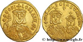THEOPHILUS and CONSTANTINUS
Type : Solidus 
Date : 830-840 
Mint name / Town : Constantinople 
Metal : gold 
Millesimal fineness : 1000 ‰
Diamet...
