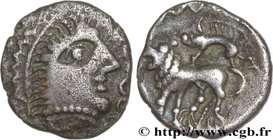 GALLIA BELGICA - SUESSIONES (Area of Soissons)
Type : Denier au lion, “type de Villeneuve-Saint-Germain” 
Date : c. 70 AC. 
Metal : silver 
Diamet...