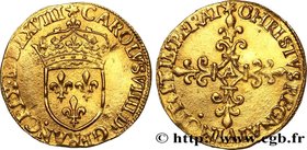 CHARLES IX
Type : Écu d'or au soleil, 1er type 
Date : 1568 (MDLXVIII) 
Mint name / Town : Paris 
Quantity minted : 84450 
Metal : gold 
Millesi...