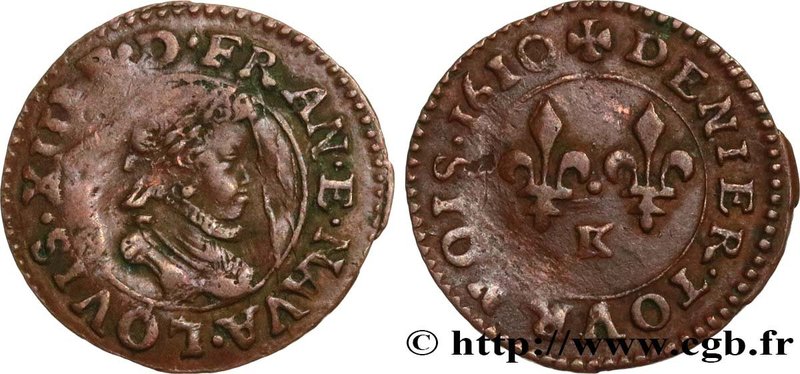 LOUIS XIII
Type : Denier tournois, type 1 de Bordeaux 
Date : 1610 
Mint name...