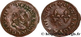 LOUIS XIII
Type : Denier tournois, type 1 de Bordeaux 
Date : 1610 
Mint name / Town : Bordeaux 
Metal : copper 
Diameter : 17,5 mm
Orientation ...