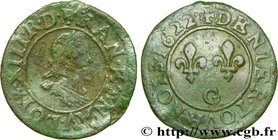 LOUIS XIII
Type : Denier tournois, type 1 de Poitiers 
Date : 1622 
Mint name / Town : Poitiers 
Metal : copper 
Diameter : 17,5 mm
Orientation ...