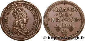 LOUIS XIV "THE SUN KING"
Type : Liard de cuivre avec double grènetis, 2e type 
Date : 1656 
Mint name / Town : Vimy-en-Lyonnais (actuellement Neuvi...