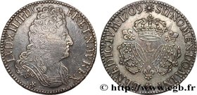 LOUIS XIV "THE SUN KING"
Type : Écu aux trois couronnes, buste de l’écu dit “aux huit L” 
Date : 1709 
Mint name / Town : Bayonne 
Metal : silver ...