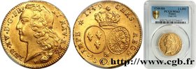 LOUIS XV THE BELOVED
Type : Double louis dit "au bandeau" 
Date : 1749 
Mint name / Town : Strasbourg 
Quantity minted : 59596 
Metal : gold 
Mi...
