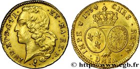 LOUIS XV THE BELOVED
Type : Double louis dit "au bandeau" du Béarn 
Date : 1754 
Mint name / Town : Pau 
Quantity minted : 12018 
Metal : gold 
...