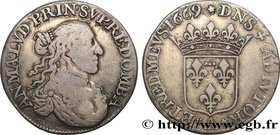 DOMBES - PRINCIPALITY OF DOMBES - ANNE-MARIE-LOUISE D'ORLÉANS
Type : Demi-écu 
Date : 1669 
Mint name / Town : Trévoux 
Metal : silver 
Diameter ...