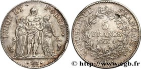 DIRECTOIRE
Type : 5 francs Union et Force, Union serré, avec glands, listel par virole 
Date : An 4 (1795-1796) 
Mint name / Town : Paris 
Quantit...