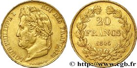 LOUIS-PHILIPPE I
Type : 20 francs or Louis-Philippe, Domard 
Date : 1845 
Mint name / Town : Lille 
Quantity minted : 4994 
Metal : gold 
Milles...