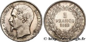 II REPUBLIC
Type : 5 francs Louis-Napoléon, 1er type 
Date : 1852 
Mint name / Town : Paris 
Quantity minted : 16096228 
Metal : silver 
Millesi...